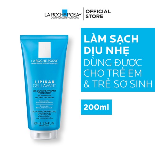 Gel tắm giúp làm sạch làm dịu bảo vệ da dành cho da nhạy cảm phù hợp cho trẻ em La Roche-Posay Lipikar Shower Gel 200ml.