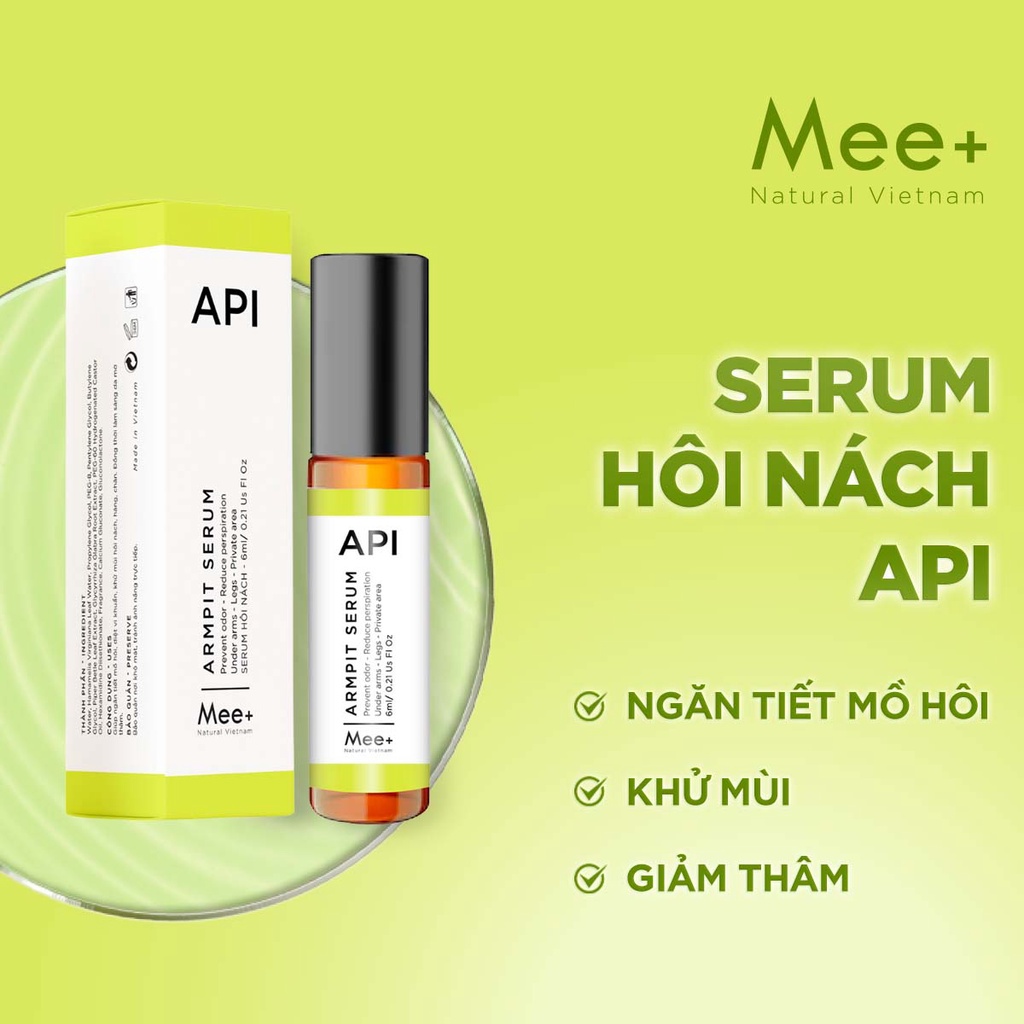 Khử mùi hôi nách API, Son nách API, Lăn khử mùi ngăn tiết mồ hôi 72h 10ml