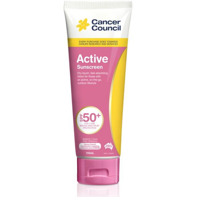 Kem chống nắng Cancer Council Active Pink SPF 50+/PA++++ 110ml (Dòng da dầu)